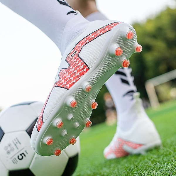 Fotbollsskor för män Höga fotbollsskor för vuxna Grästräning Sport Skor Sneakers 2J985A White 35