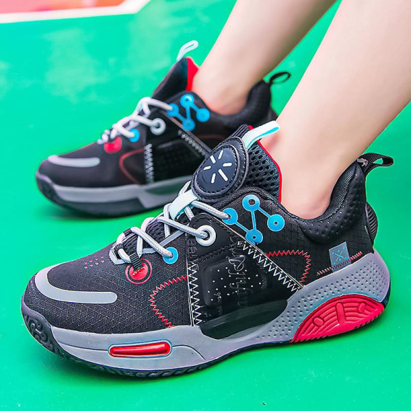 Basketskor för barn Andas sneakers Trendiga casual Löparskor Yj8588 Black 37