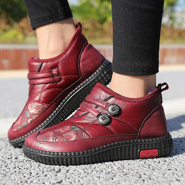 Dammode för äldre mode Casual Plus bomullsskor Vintersportskor 2L2217 Red 38