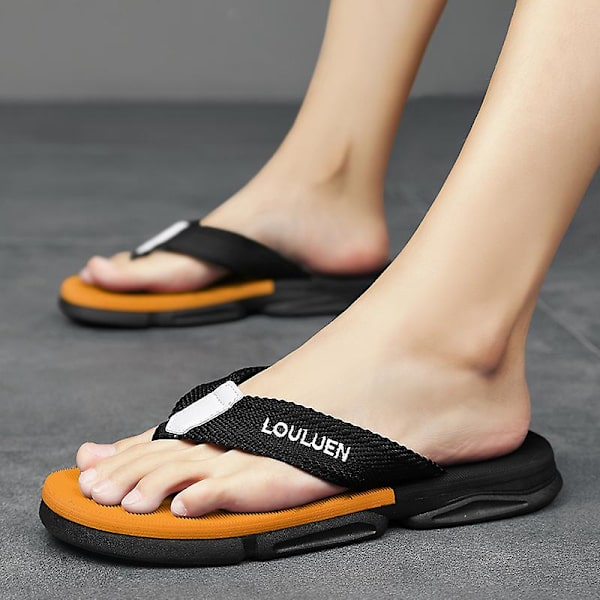 Herrtofflor Sommarmodeskor Halkfria strandsandaler l-226 BlackYellow 41