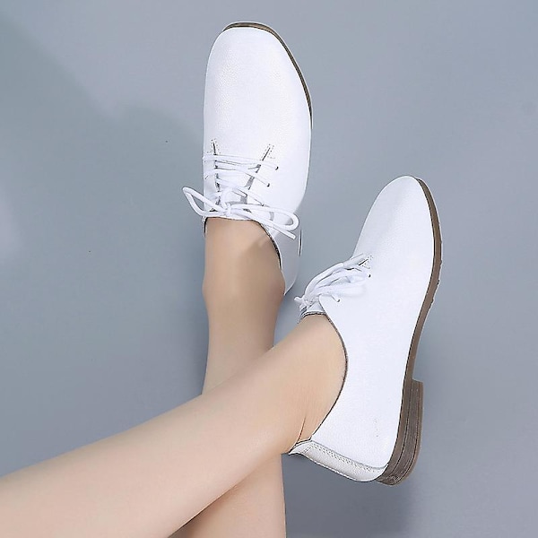 Dam Skor Läder Vita Skor Mjuk sula Dam Casual Fraz919 White 37