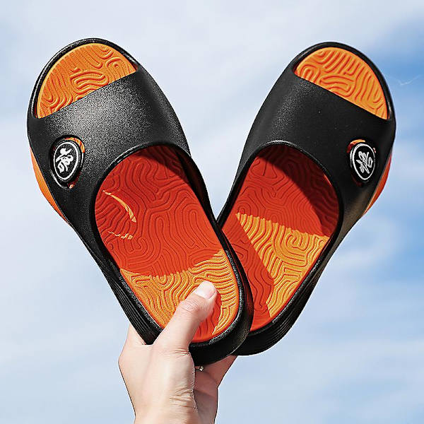 Män Kvinnor Strandtofflor Mode Sandaler Utomhus Halkfria inomhusskor XT666 BlackOrange 37-38