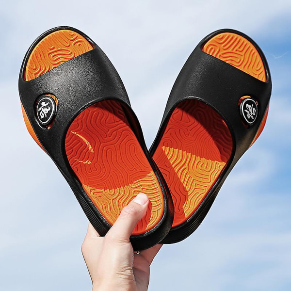 Män Kvinnor Strandtofflor Mode Sandaler Utomhus Halkfria inomhusskor XT666 BlackOrange 41-42