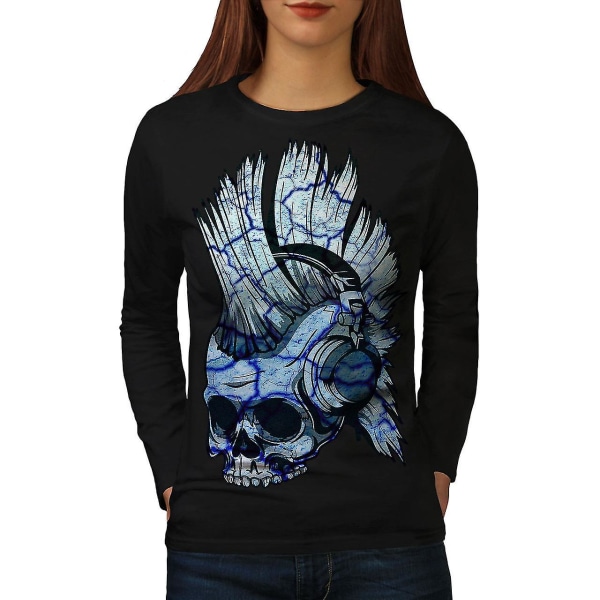 Funk Musik Metal Skull Kvinnor Blacklong Sleeve T-shirt L