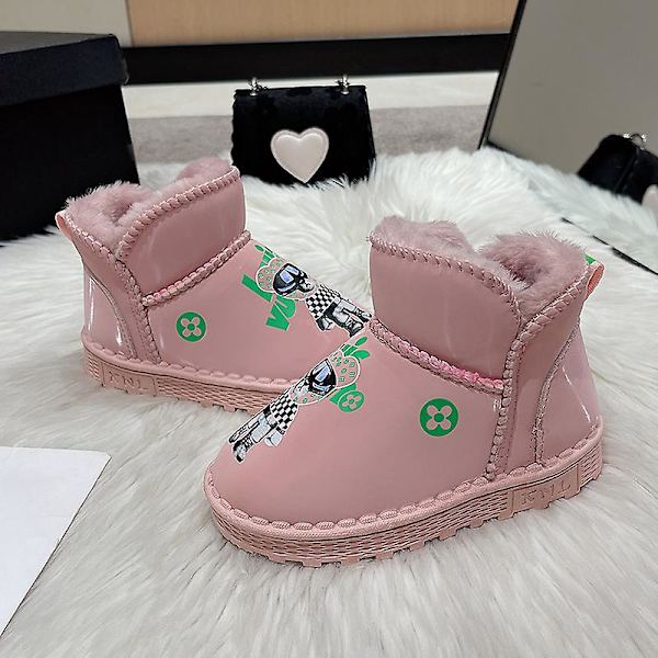 Snöskor för barn Pojkar Flickor Stövlar Varma ankelstövlar Halkskyddade vinterskor M23 Pink 36