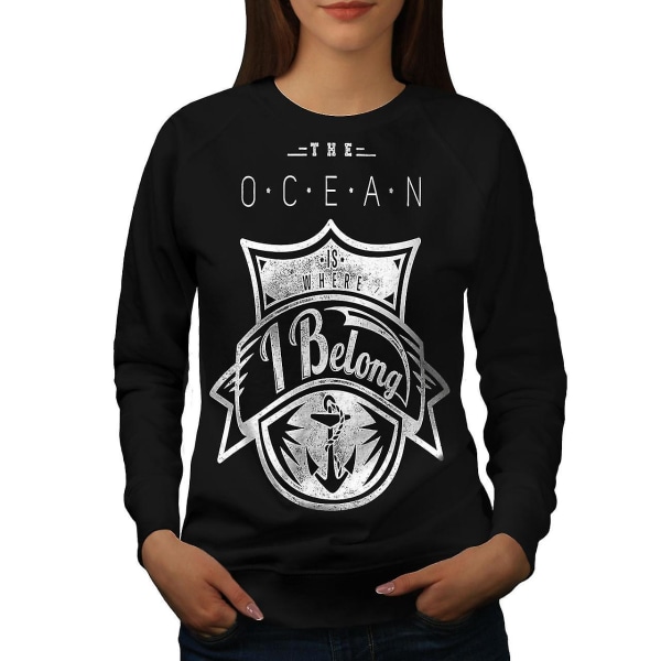 The Ocean Belong Vintage Women Blacksweatshirt | Wellcoda XL