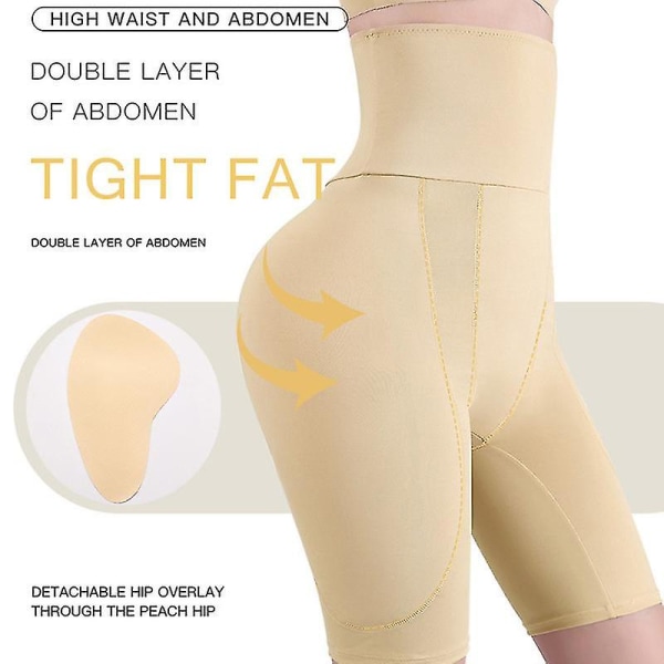 Shapewear Vadderad Butt Lifter Trosor High Waist Trainer För Kvinnor Magkontroll Kroppsformare Höftförstärkare Lår Slim BEIGE XL