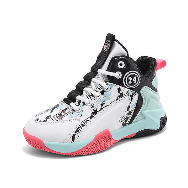 Basketskor för barn Mode Halkfria sneakers Andas sportskor L812 White 34