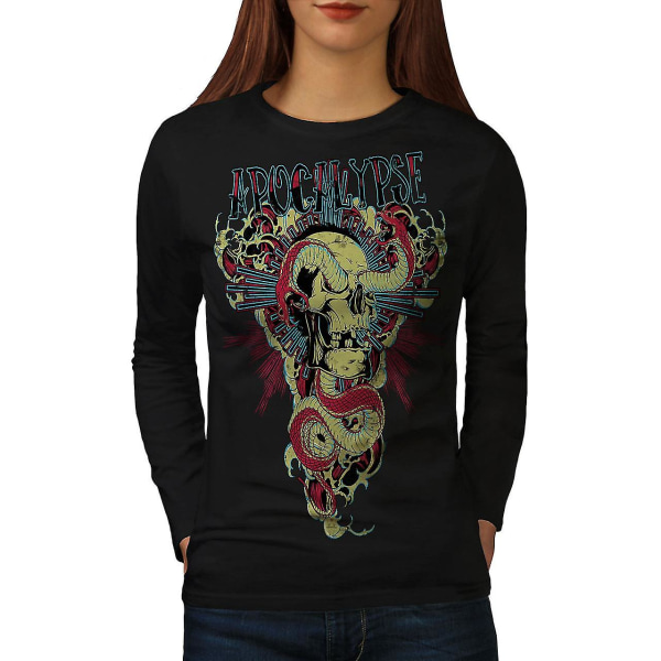 Apocalypse Beast Skull Women Blacklong Sleeve T-shirt | Wellcoda XXL