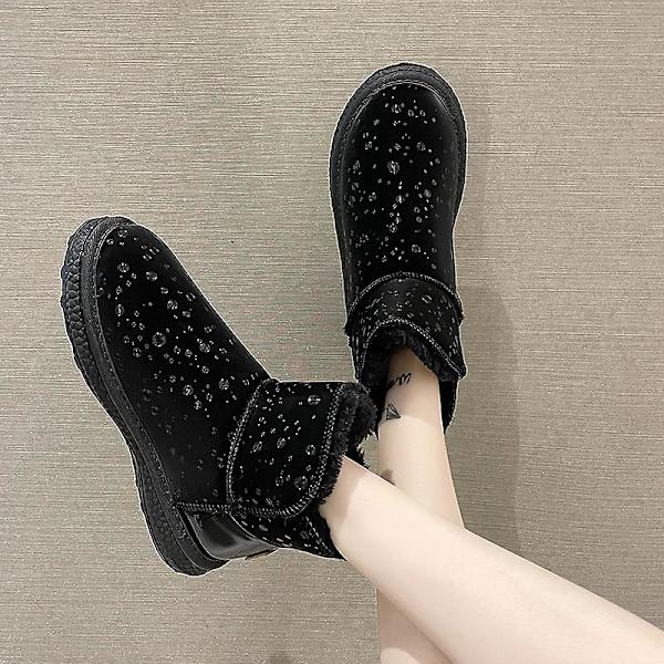 Dam Vinterstövlar Snow Boot Plysch Varma Skor Vattentät Boot Yjy-5 Black 36