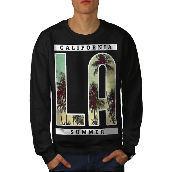 California Summer Men Blacksweatshirt | Wellcoda XXL