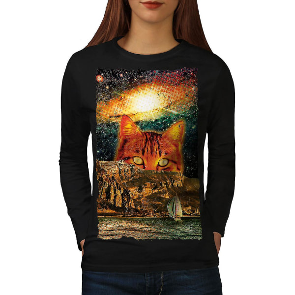 In Space Novelty Cool Women Blacklong Sleeve T-shirt | Wellcoda XXL