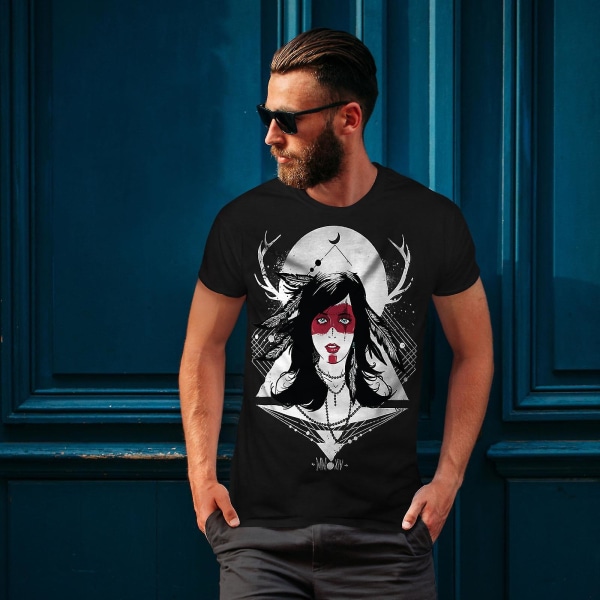 Girl Nature Face Mode Män Blackt-shirt L