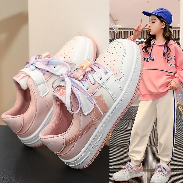 Sneakers för tjejer Basketskor för barn Halkfria flicksportskor 3B6612 Pink 28