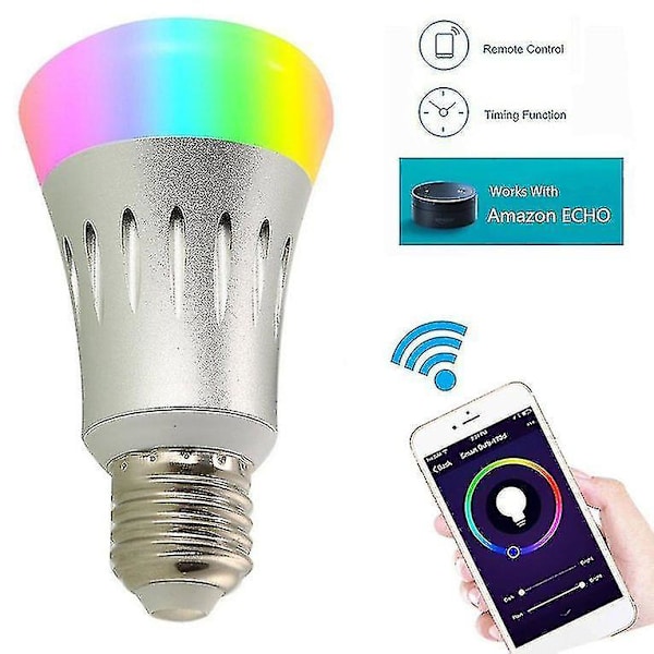 E27 8w Led Smart Wifi-lampa Alexa Dot Light Dimbar hemmaglödlampa