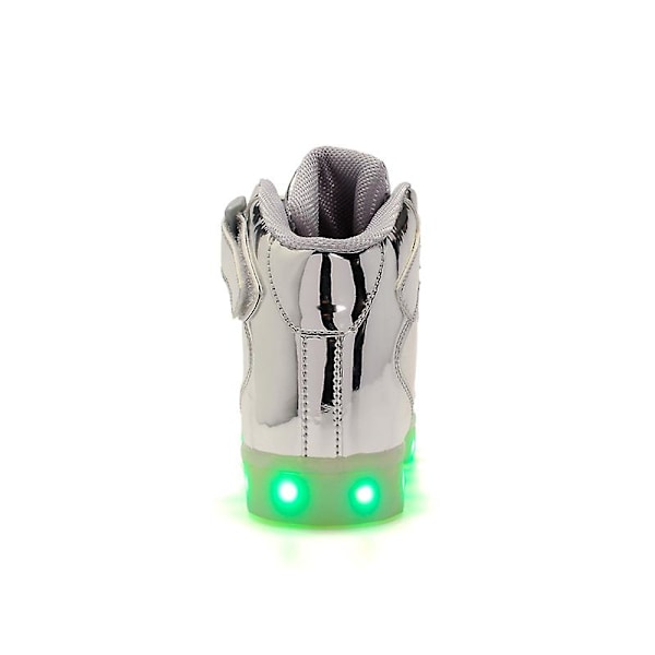 Barnskor Pojkar Led Light Up Skor Pojkar Flickor Sportlöparskor 1600 Silver 34