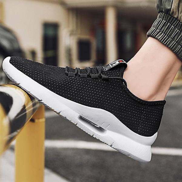 Herrskor Lättviktssneakers som andas Löparskor 2C009 Black 39