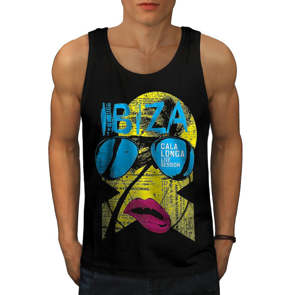 Ibiza Gala Longa Holiday Men Blacktank Top | Wellcoda XXL