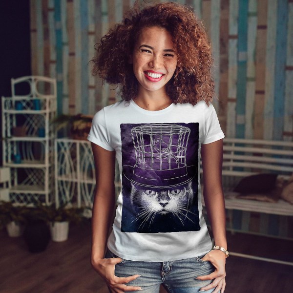 Hatt Mind Bird Cage Whitet-shirt för kvinnor S