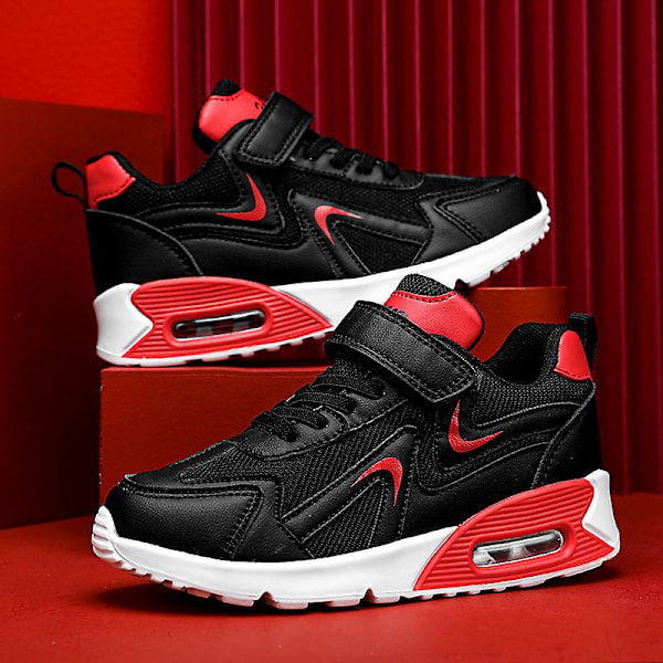 Pojkar Flickor Sneakers Andas löparskor Mode Sportskor 3Ab817 BlackRed 33