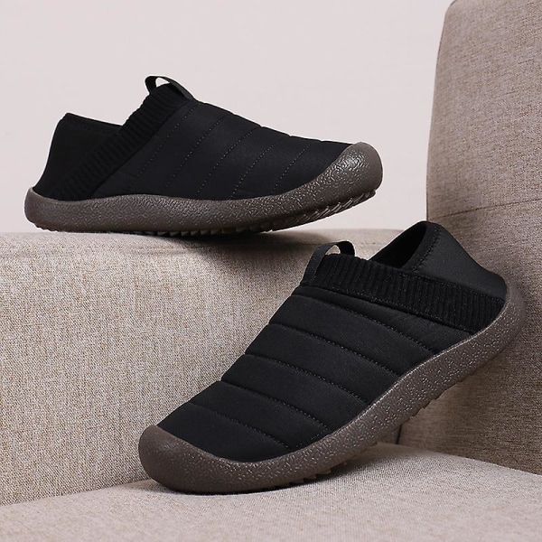 Herrtofflor Varma Vinterskor För Kvinnors Inomhushus Slip On Med Bomull Utomhus 2K6855 Black 44