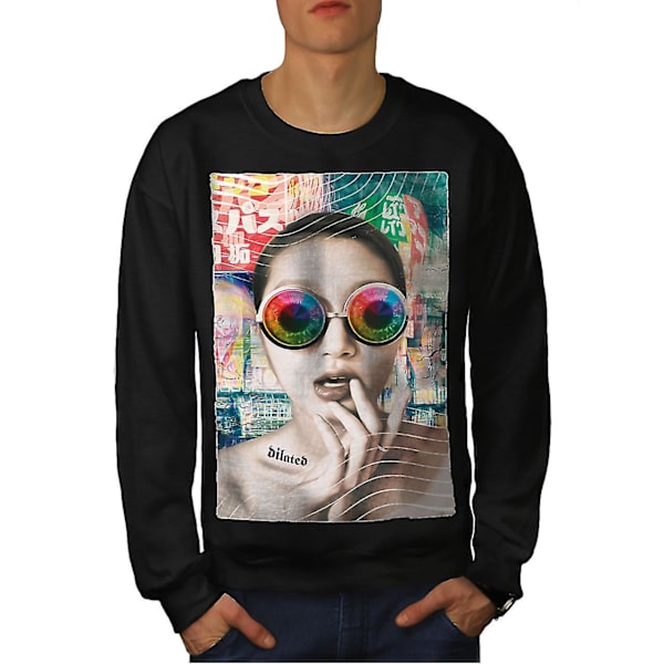 Space Glasses Mode Män Blacksweatshirt | Wellcoda M