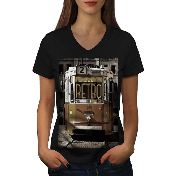 Retro gammal spårvagns T-shirt för kvinnor S