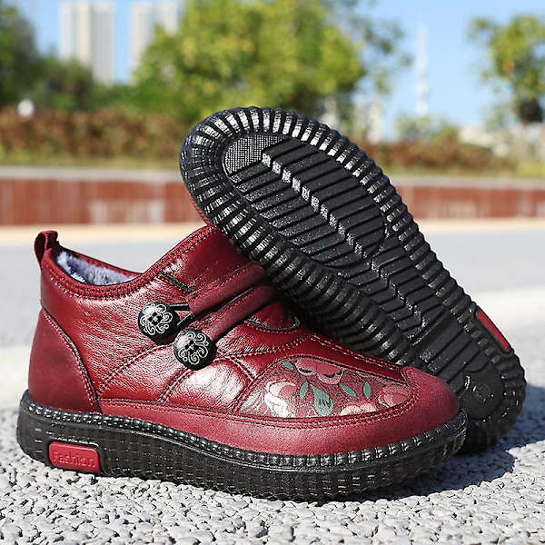 Dammode för äldre mode Casual Plus bomullsskor Vintersportskor 2L2217 Red 41