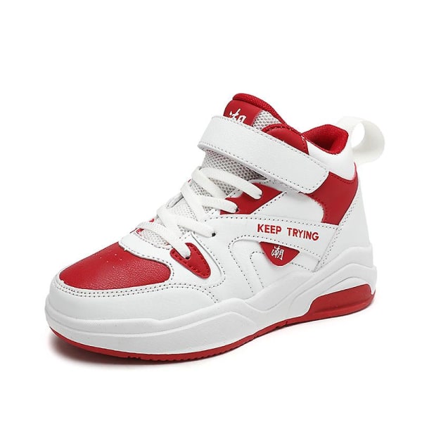 Barn Basketskor Andas Sneakers Trendiga Casual Skor Löparskor Yj1688 WhiteRed 36