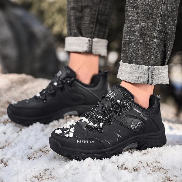 Vinter snösneakers för män Vattentåliga skor Anti-halk Casual Lätta vandringsskor 8527 Black 42