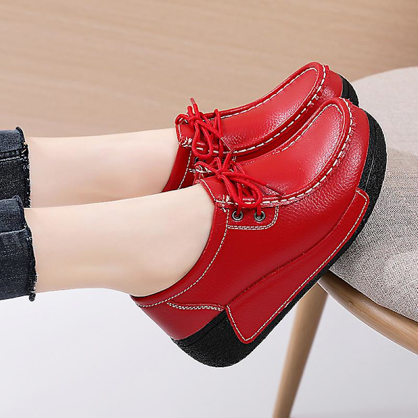 Damskor för casual Loaferskor Mammaskor 3A691 Red 38