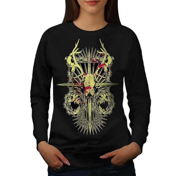 Cross Skull Dead Animal Women Blacksweatshirt | Wellcoda L
