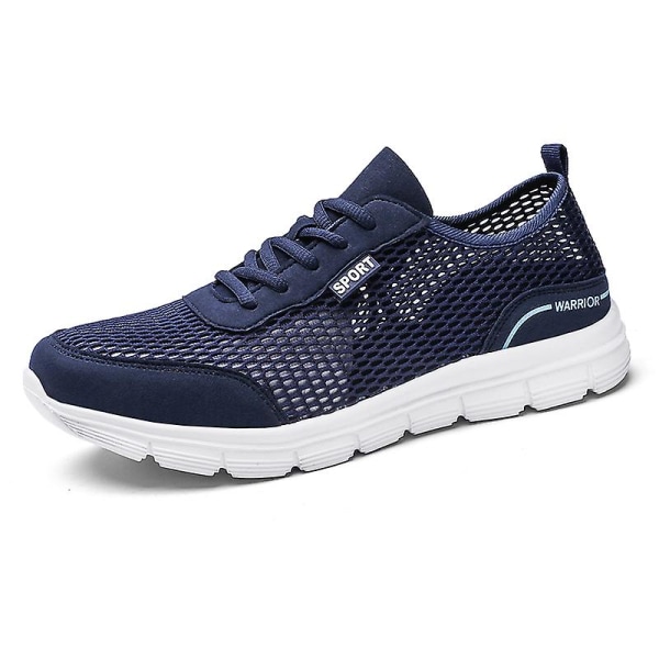 Män Skor Höst Soft Loafers Skor Lättvikt Billiga Mesh Casual Herr Sneakers 2G8928-1 Blue 46