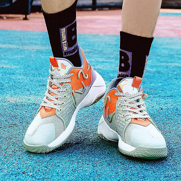 Basketskor för män Mode Halkfria sneakers Andas sportskor G011 Orange 41