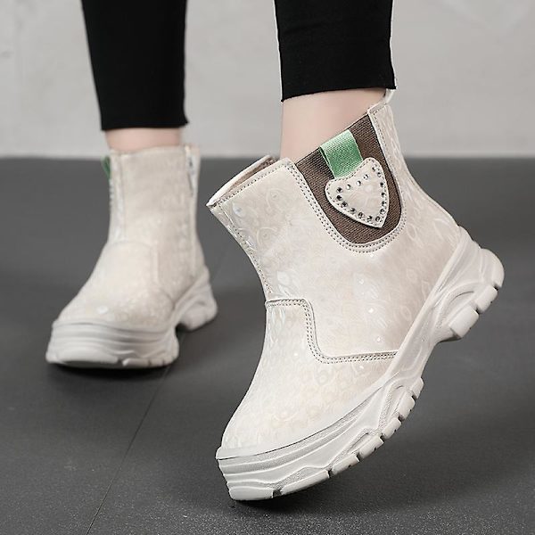 Barn Vinter Snö Boots Varma Ankel Boots Pojkar Flick Anti-Slip Vinterskor E821 Beige 34