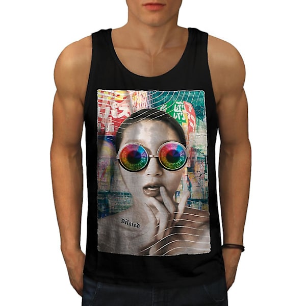 Space Glasögon Mode Män Blacktank Top | Wellcoda XXL