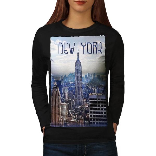New York svart långärmad t-shirt för kvinnor S