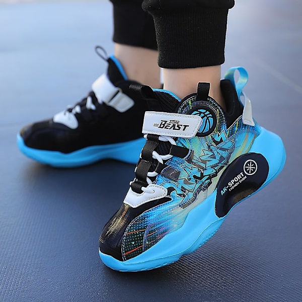 Barn Sneakers Andas löparskor Pojkar Flickor Mode Sportskor K1199 BlackBlue 40
