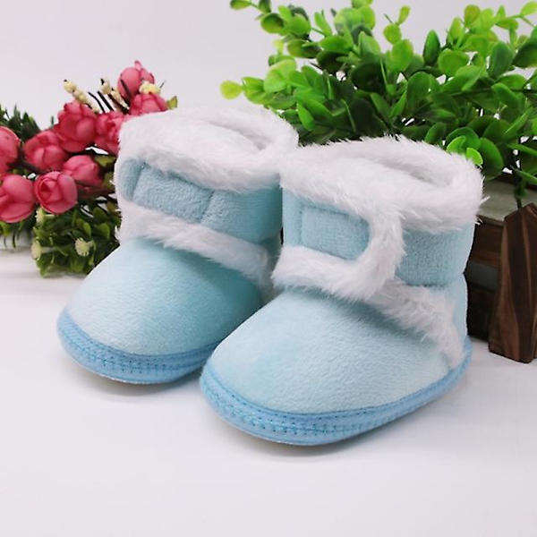 Vintervarma nyfödda toddler 1 år baby Flickor Pojkar Skor Mjuk sula Pälssnöskor 0-18M Blue 7-12 Months