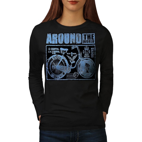 Ride Around World Biker Långärmad T-shirt för kvinnor 3XL
