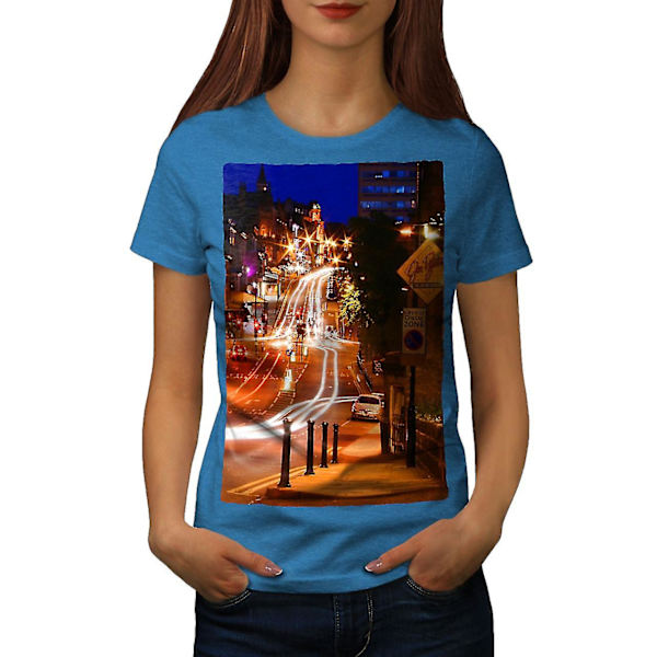 Nattliv Foto Stad Kunglig T-shirt för kvinnor L