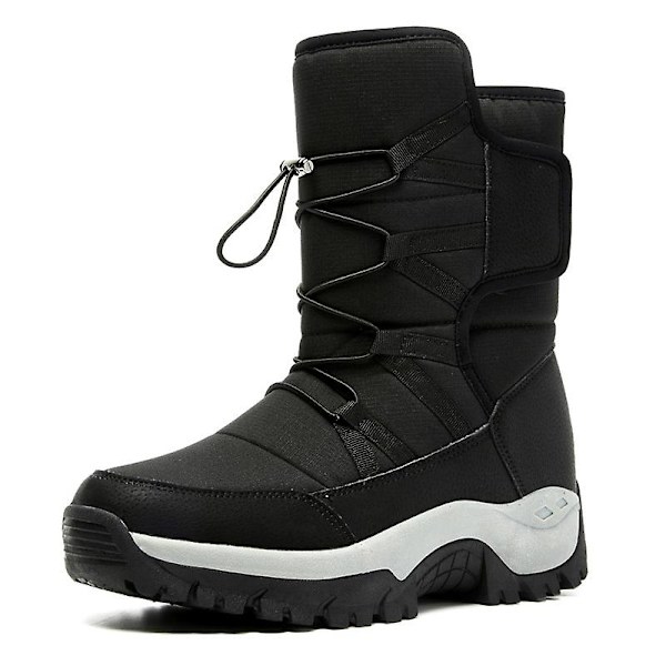 Herr Dam Vinterstövlar Snow Boot Plysch Varma Skor Vattentät Boot 2K219 Black 41