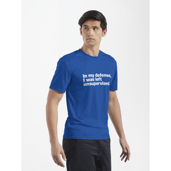 Till mitt försvar lämnades jag utan uppsikt. Aktiv T-shirt Royal Blue L_Front