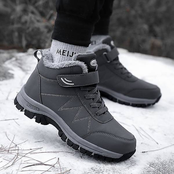 Snöskor för damer för män Vattentät Slip On Päls Fodrade Sneakers Vinter Varma Skor 2K2916 Gray 41