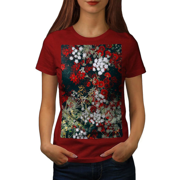 Blomma akvarell Kvinnor Röd-skjorta XL