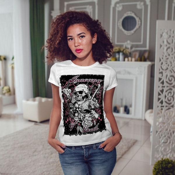 Inocence Death Gun Skull Women Whitet-shirt XXL