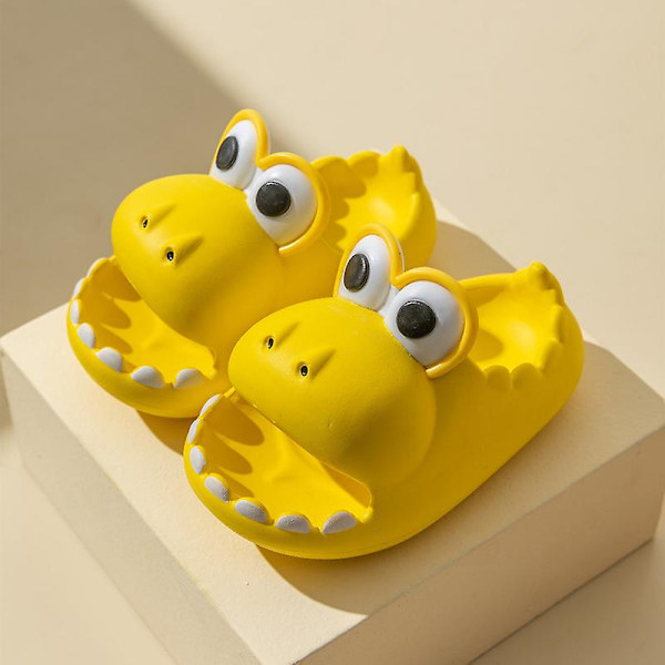 Dinosaurietofflor för barn Halkfria duschbadtofflor Mjuka sommarsandaler för flickor och pojkar Yellow 39-40 24cm