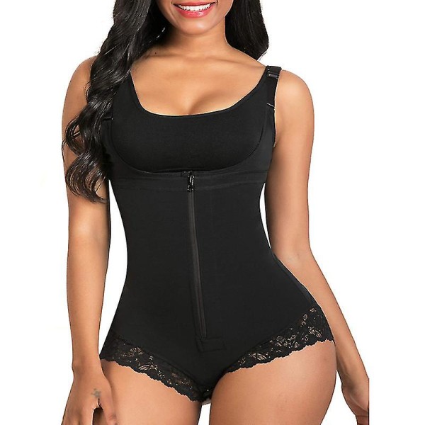 Lequeen Dam Magkontroll Fajas Colombianas Body Shaper Dragkedja Platt Mage Shapewear Colombianskt reducerande gördel Shaperwear för hela kroppen Blcack XS