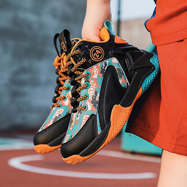 Basketskor för barn Mode Halkfria sneakers Andas sportskor L812 Black 32