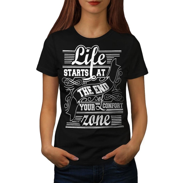 Life End Confort Slogan Kvinnor Blackt-shirt XXL